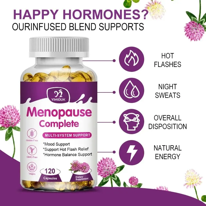 Cápsulas de alívio da menopausa Yimiduk apoiam o controle de peso, melhora o metabolismo, suores noturnos, suplementos de humor