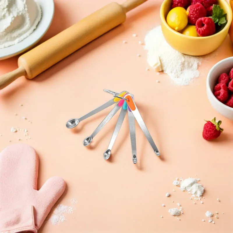 5 pçs de aço inoxidável colorido antiderrapante colheres de medição erva café grãos moídos colher escala colheres de chá medida precisa da cozinha — image 4