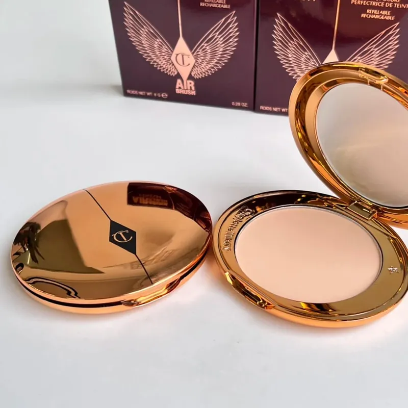 Charlotte Tilbury Airbrush Acabamento impecável Suavização de poros desfocados Maquiagem CT Edição limitada Disco de prata Configuração em pó cosmético — image 5