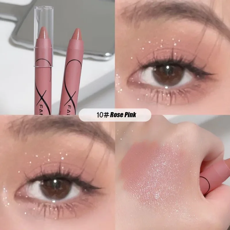 Pérola deitado seda iluminador caneta sombra de olho fosco glitter sombra vara branco perolado brilho delineador cosméticos