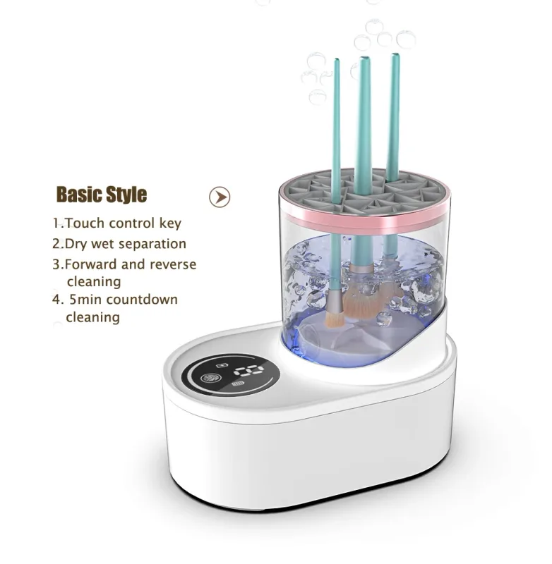 High-end 3 em 1 USB Máquina de limpeza de escova de maquiagem elétrica Limpeza automática Ferramenta de secagem rápida Lavadora de escova de cosméticos