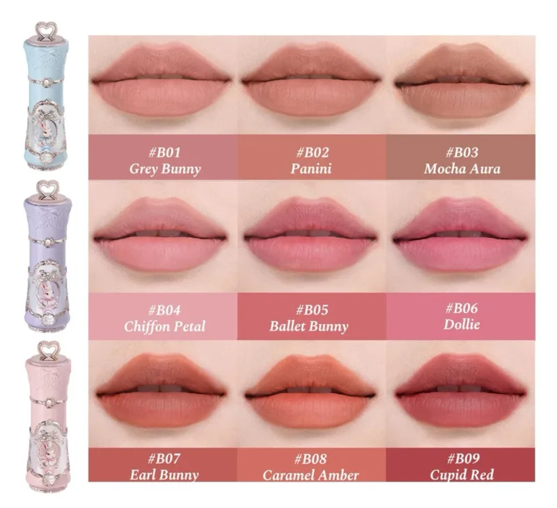 Conjunto de maquiagem Flower Knows Bunny Garden - Caixa de cosméticos grátis com blush, sombra, brilho labial, conjunto de presente de alta qualidade