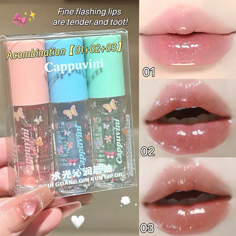 Hidratante Água Luz Lip Gloss Shimmer Transparente Geléia Espelho Lip Glaze Crystal Clear Hidratante Plumping Lip Gloss Maquiagem