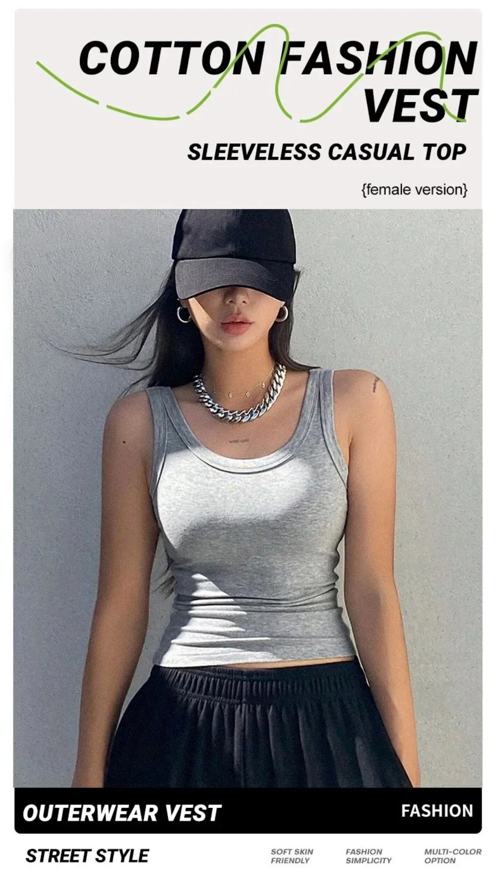 Y2k regata de algodão com nervuras, feminina, verão, slim, gola redonda, sem mangas, básica, macia, respirável, esportiva, corrida, roupa íntima diária