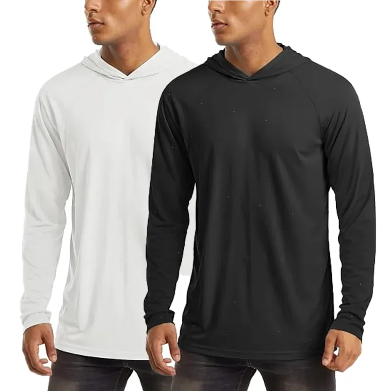 Hoodies de manga longa dos homens camisas de proteção solar sólido secagem rápida camiseta dos homens musculação fitness muscular sportwear roupas de ginásio