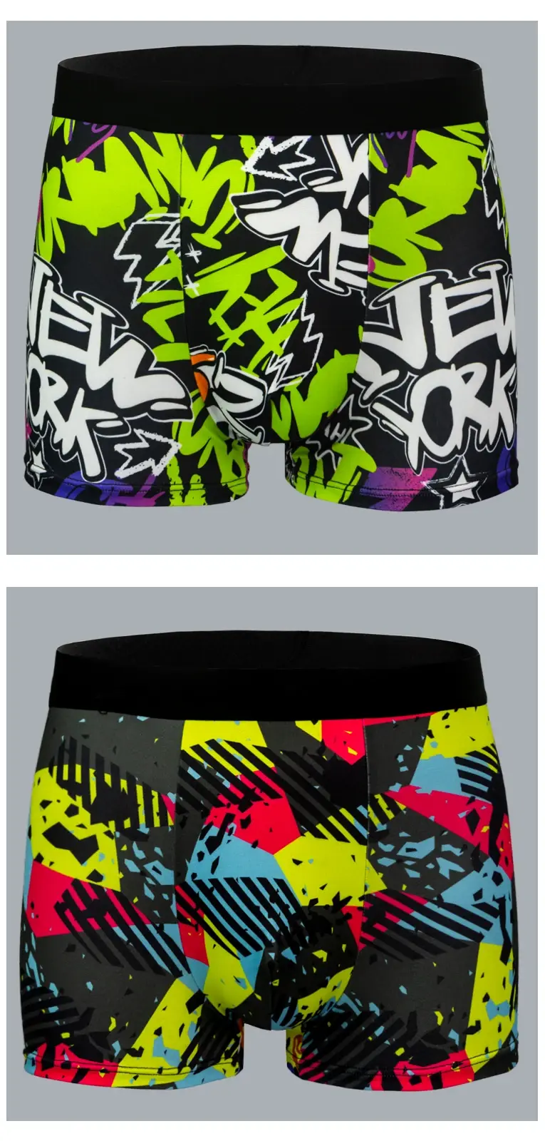 5-Pcs Men's Boxer Briefs Random Graffiti Print Trendy Christmas Pattern Underwear Comfortable Boxer Shorts