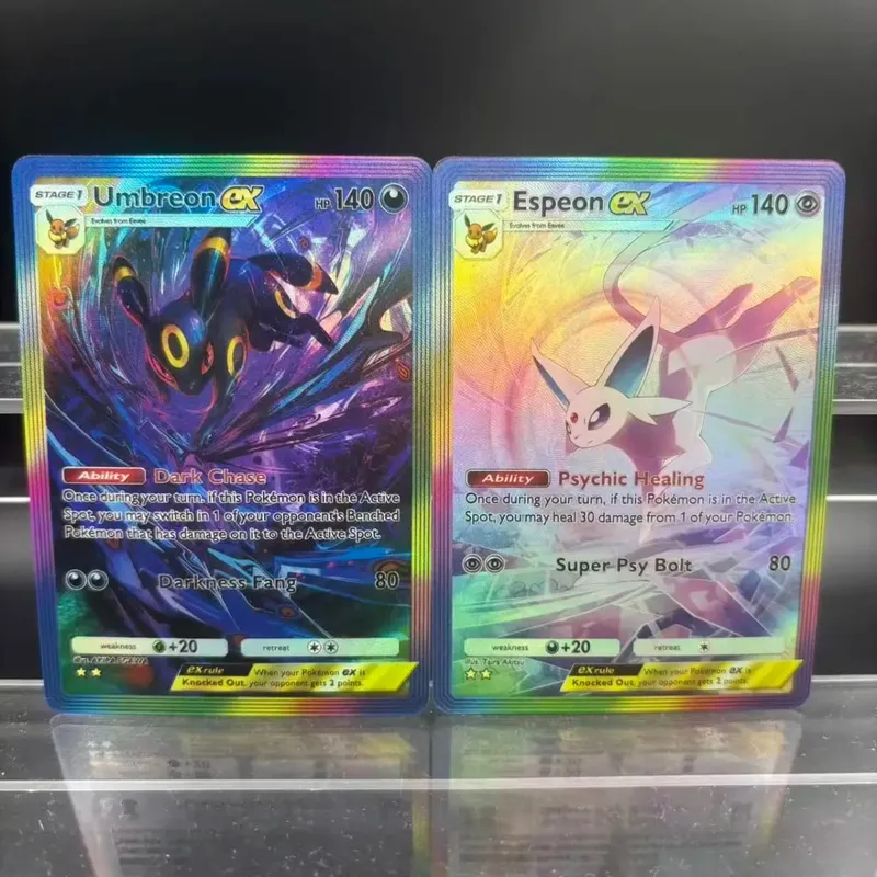 Cartões de coleção de bolso diy umbreon espeon ex auto feito cartão único clássico jogo anime cartão presente brinquedo