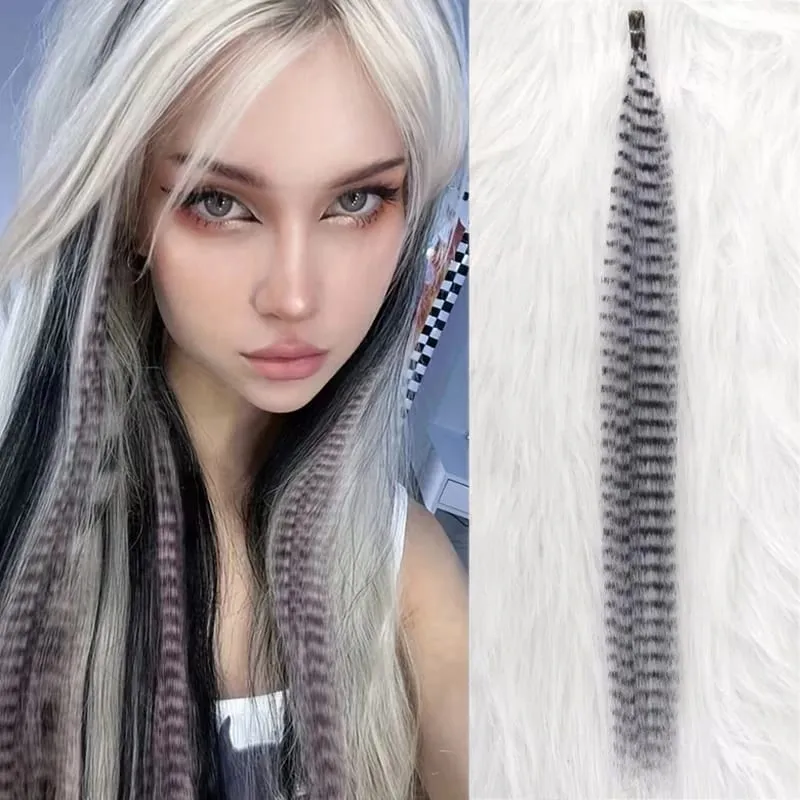 10-Piece Rainbow Synthetic Feather Extensions Multicolor 16-Inch Hair Add-ons Suitable for Women