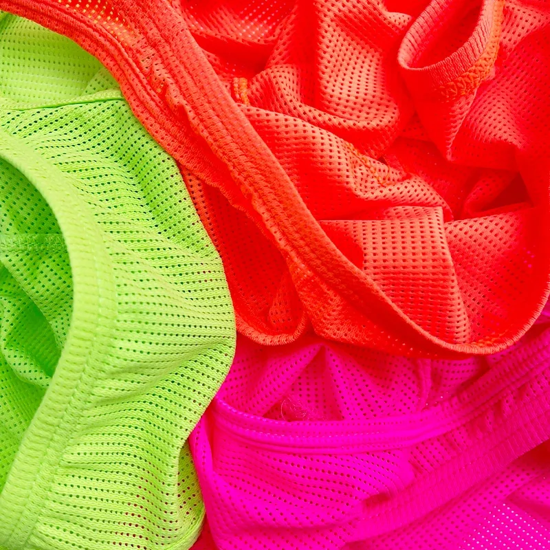 Cuecas de biquíni masculinas de malha neon, cor sólida, cintura elástica, multi cores, cintura baixa, bolsa convexa, respirável, secagem rápida, bs839, 1 peça