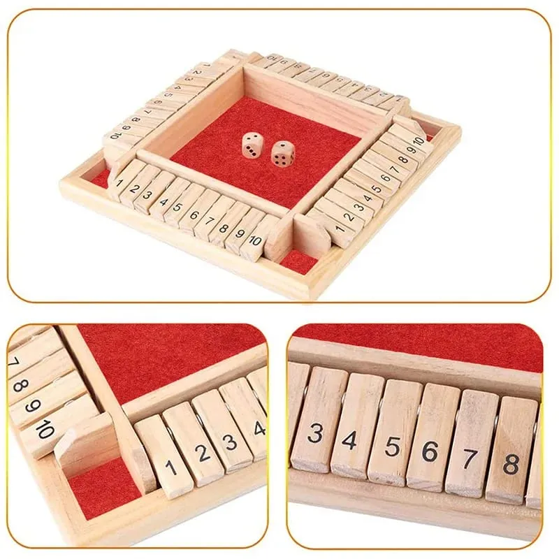 Deluxe quatro lados 10 números fechar a caixa jogo de tabuleiro conjunto de dados de brinquedo festa clube jogos de beber para famílias adultas