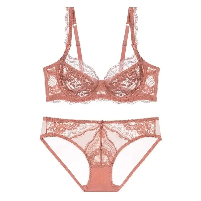 Nouvel Ensemble Plus Size Roupa Interior Dentelle Modo Ultra Fino Estilo Français Uni Doux Armature Push Up Soutien Gorge Multi Taille