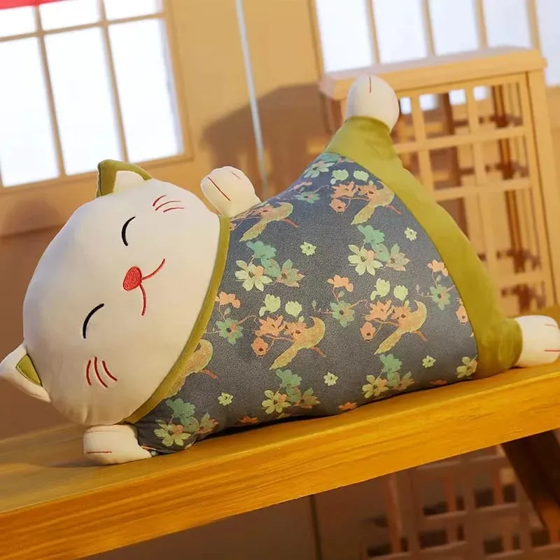 Cute Kawaii Fortune Cat Throw Pillow Blanket Dual Use Sofa Backrest Throw Pillow Office Car Seat Waist Protector Cushion Pillow