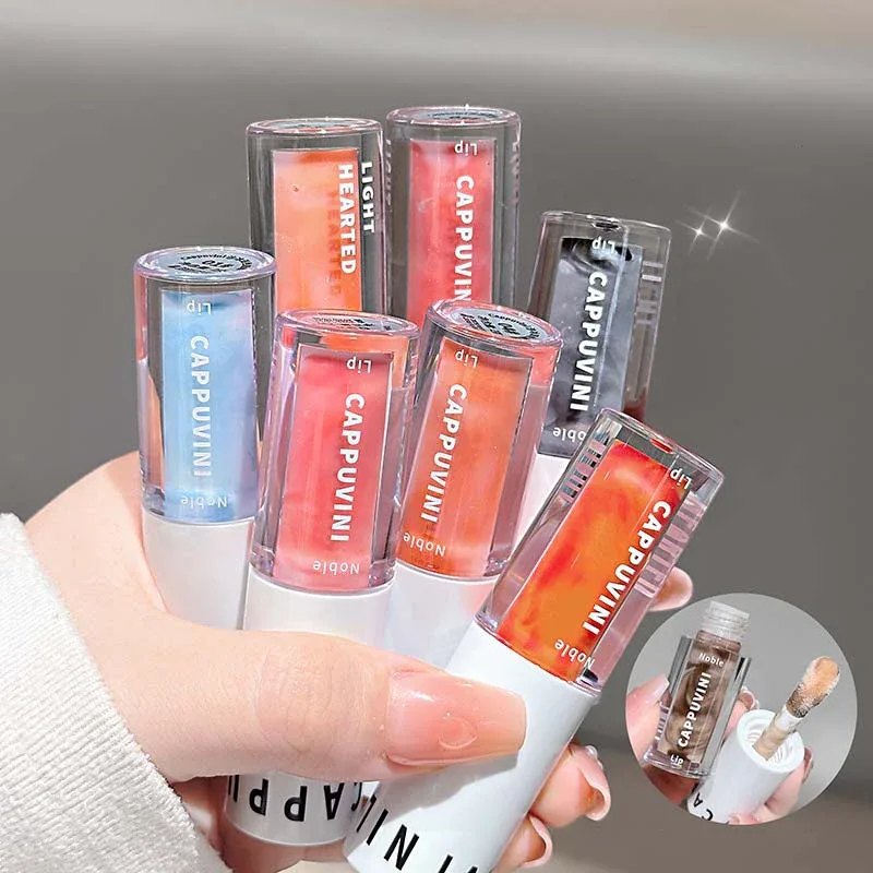 Brilho labial transparente cinza roxo, brilho labial hidratante, secagem de lábios, espelho labial, matiz, aumento, hidratante, cristal, óleo labial, maquiagem