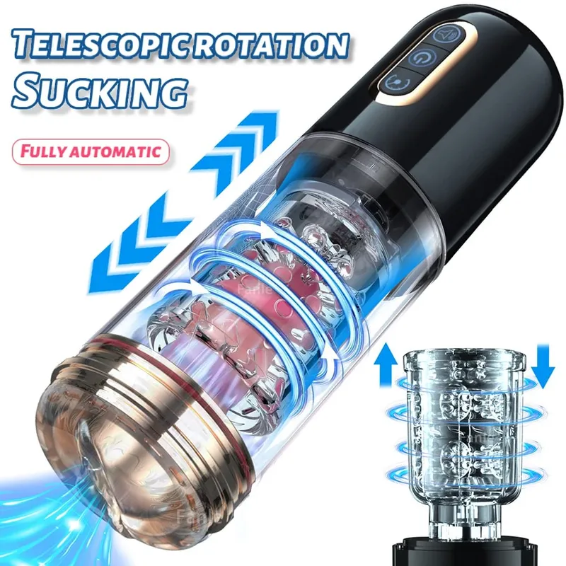 Masturbador masculino automático rotação telescópica sucção boquete pênis bomba bolso buceta brinquedos sexuais masturbação copo adulto para homem