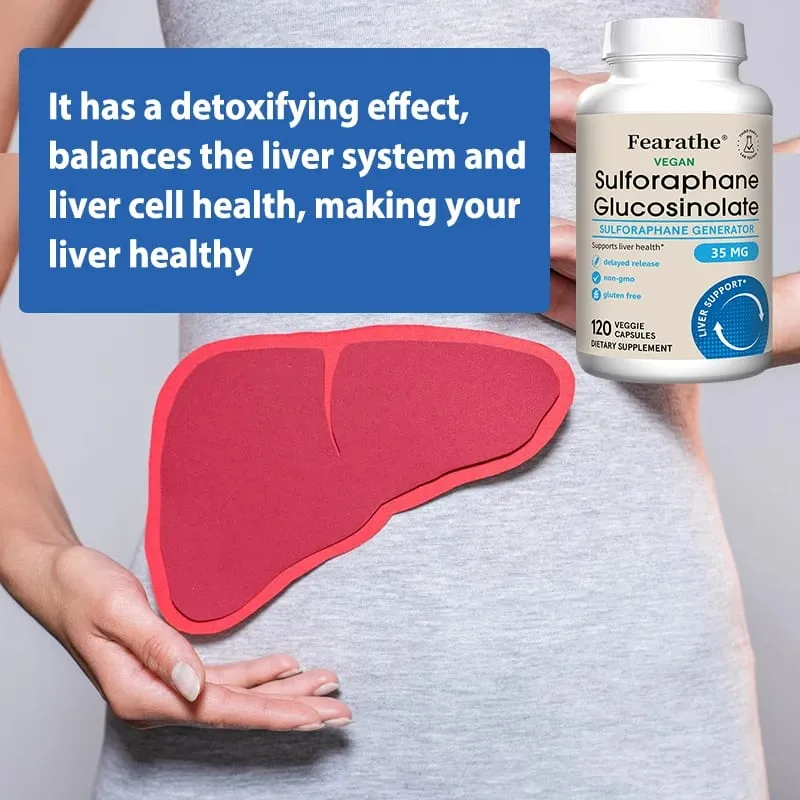 Cápsulas de sulforafano glucosinolato - extrato de semente de brócolis com desintoxicação hepática de mirosinase e suporte à saúde celular 120 contagens
