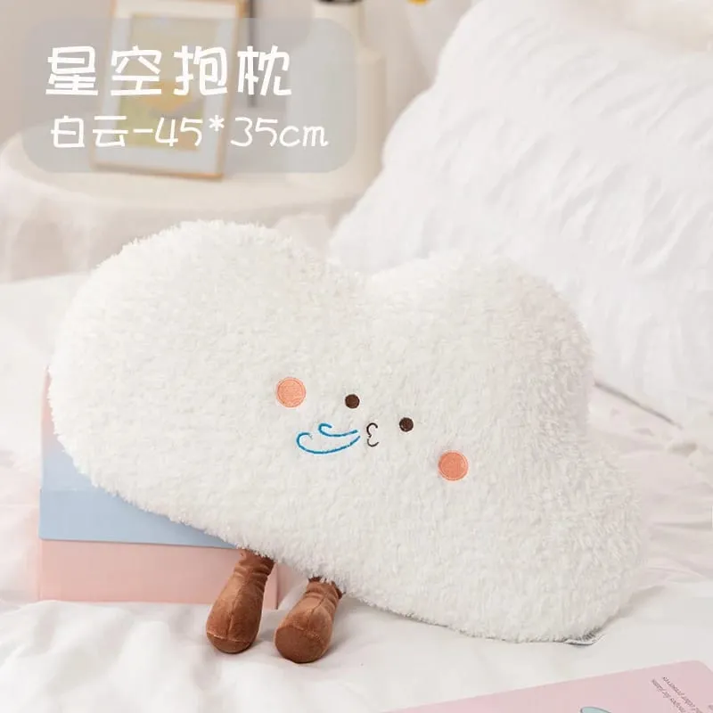 Soft Starry Sky Pillow Cute Rainbow Moon Star Plush Pillow Creative Sun Cloud Pillow Cushion Sleep Companion Pillow Home Decor