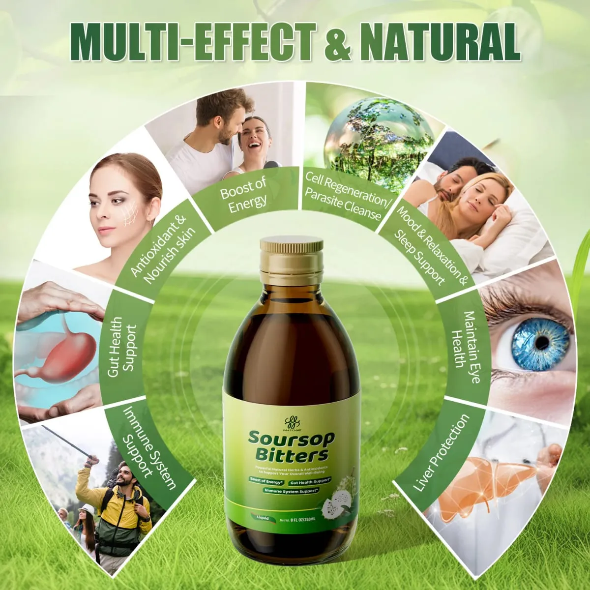 Líquido amargo de graviola com moringa e cúrcuma para limpeza digestiva e intestinal, antioxidante, saúde da pele, regeneração celular imune