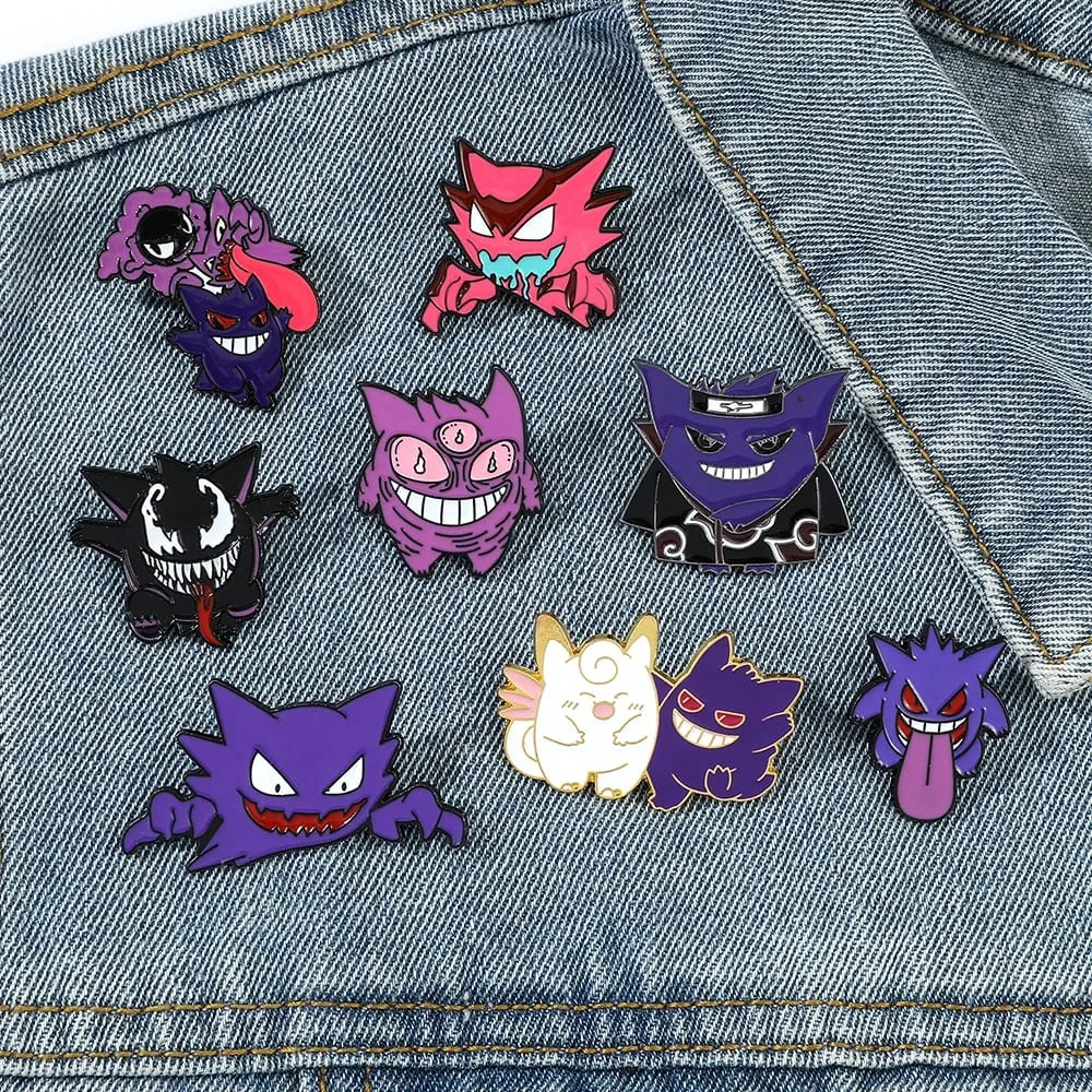 Gengar broches de desenhos animados, alfinetes de lapela esmaltados de anime para mochila, acessórios, coleção de fãs, broches, presentes