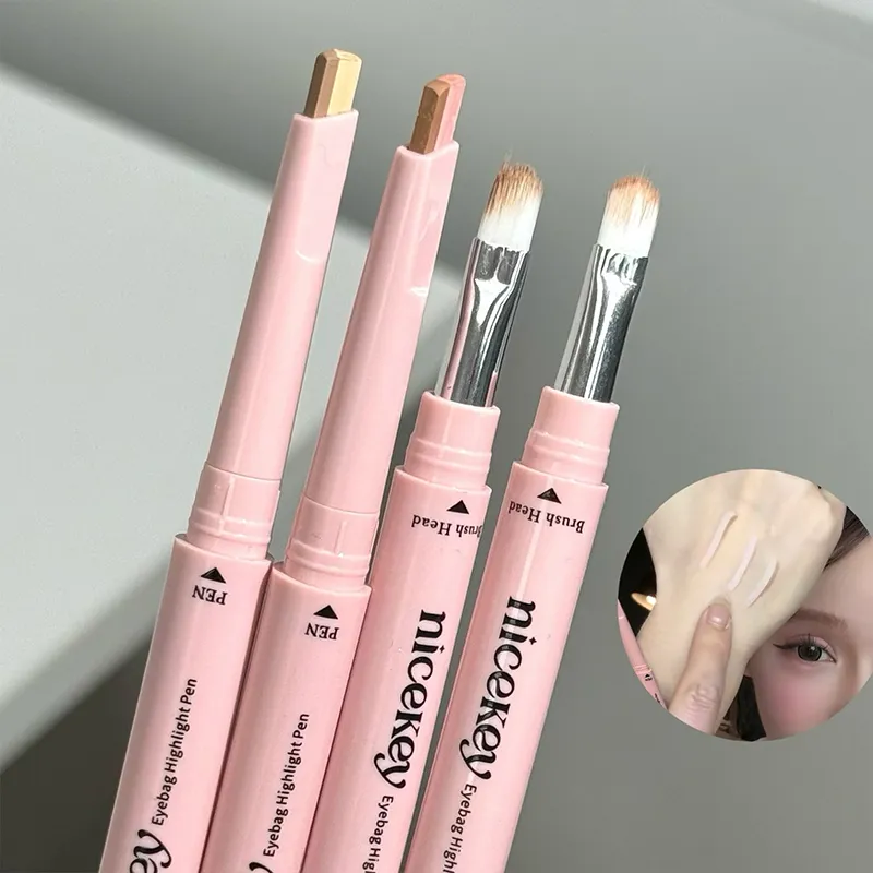Caneta de bicho-da-seda de dois tons sob o delineador de olhos iluminar sombra lápis maquiagem nude rosa bege delineador caneta contorno