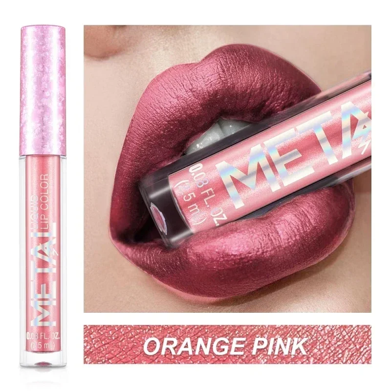 Batom líquido metálico fosco, à prova d'água, longa duração, copo antiaderente, brilho labial brilhante, feminino, maquiagem para lábios, 12 cores
