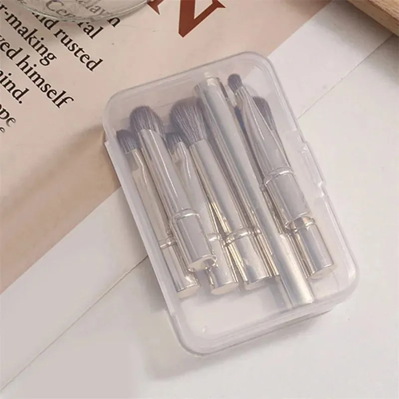 6 pçs mini pincéis de maquiagem de viagem conjunto com caixa portátil cosméticos pó fundação blush mistura corretivo compõem pincéis conjunto — image 7