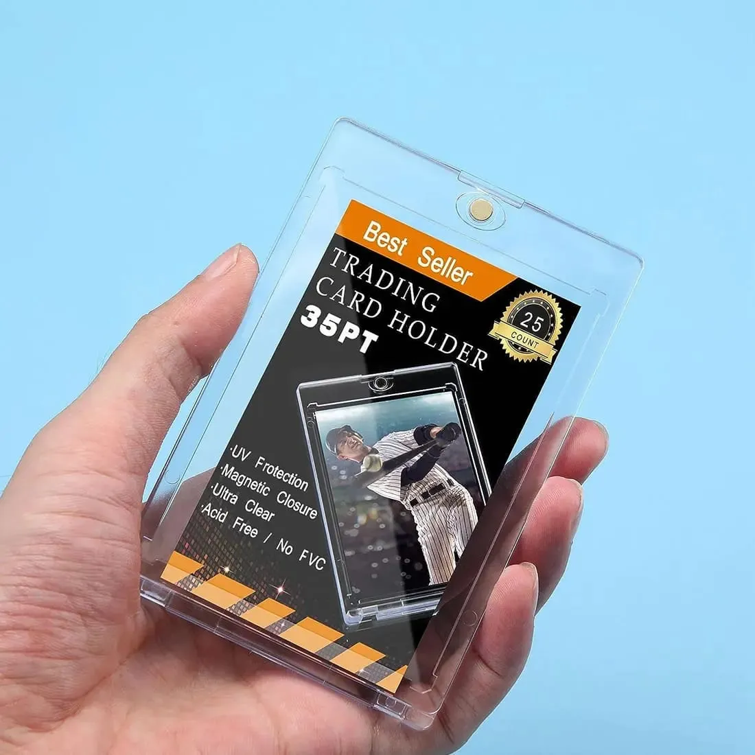 35pt suporte de cartão magnético conjunto de cartões protetores mangas de plástico duro caso de exibição de negociação pokemon beisebol esportes yugioh