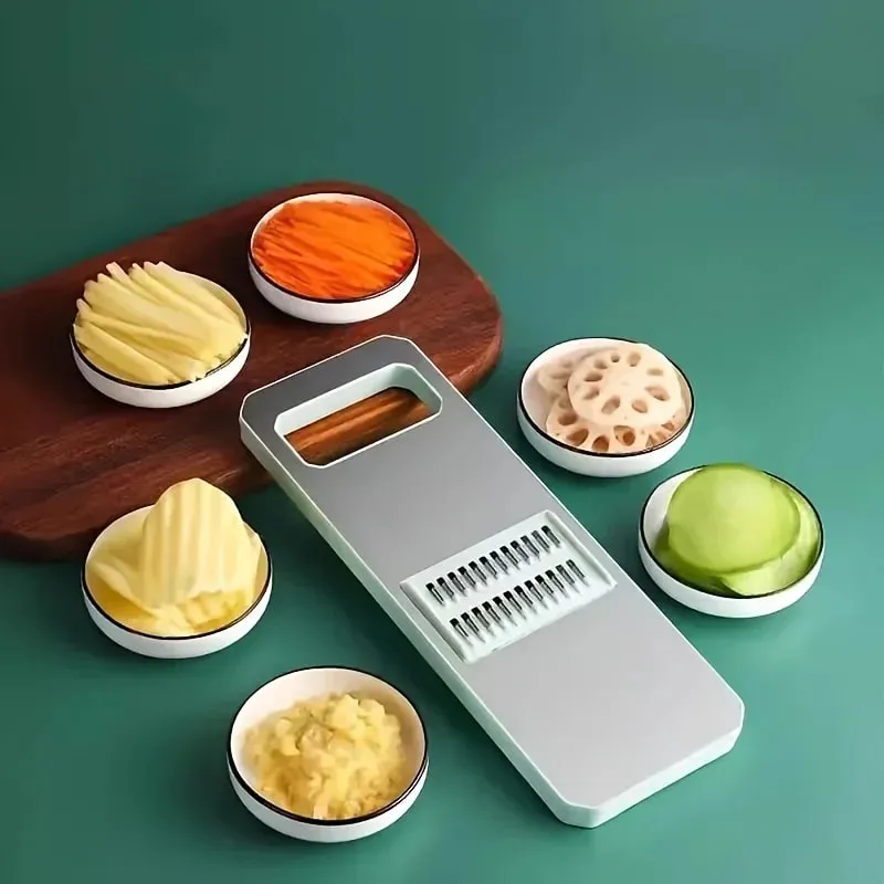 7 pçs de aço inoxidável multi-função cortador vegetal e ralador conjunto com lâminas intercambiáveis ​​manual kit de ferramentas de cozinha