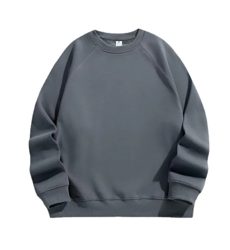 Moletom masculino 100% algodão 600g, moletom grande para o inverno, sólido, bege, manga morcego, lã pesada, gola redonda, capuz térmico