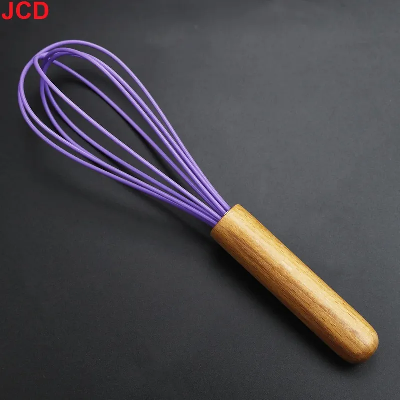 JCD矽膠打蛋器攪拌器木柄廚房手動打蛋器小工具廚房工具烘焙配件