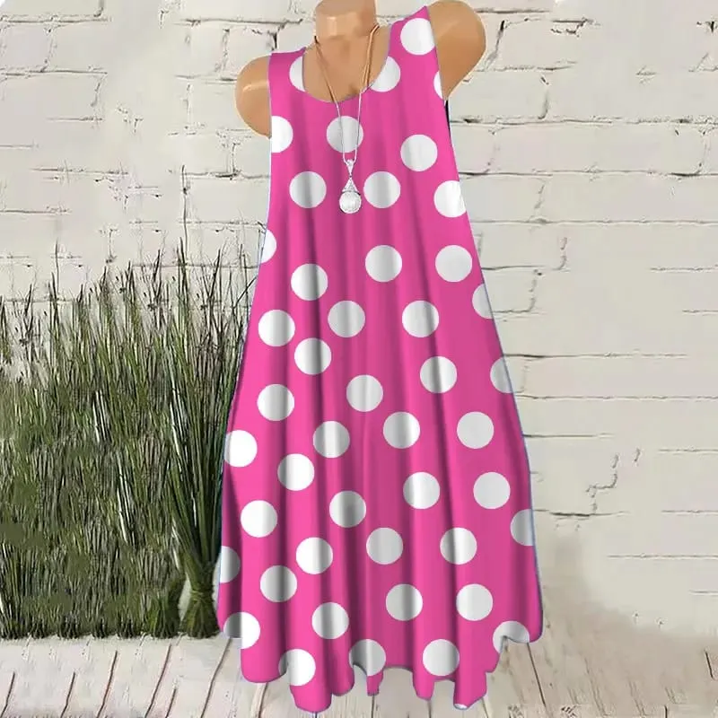 Padrão de bolinhas redondas moda feminina mini vestidos verão sem mangas impressão 3d rua senhoras tendência vestido 3xl plus size vestido casual — image 9