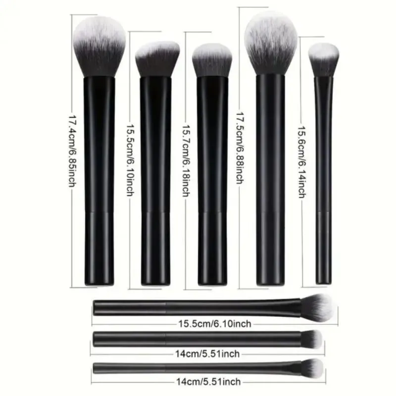 Conjunto de pincéis de maquiagem preto multifuncional, 8/12 peças, com cerdas macias de ovo de beleza para todos os tipos de pele, pincéis cosméticos sem álcool