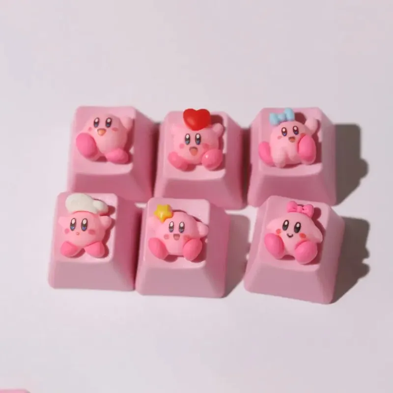 Kirby Keycaps Keyboard for Mechanical Cute Key Cap Suit Button Personalized Keycaps DIY Key Cap Anime Cartoon Pink 3D Keycaps