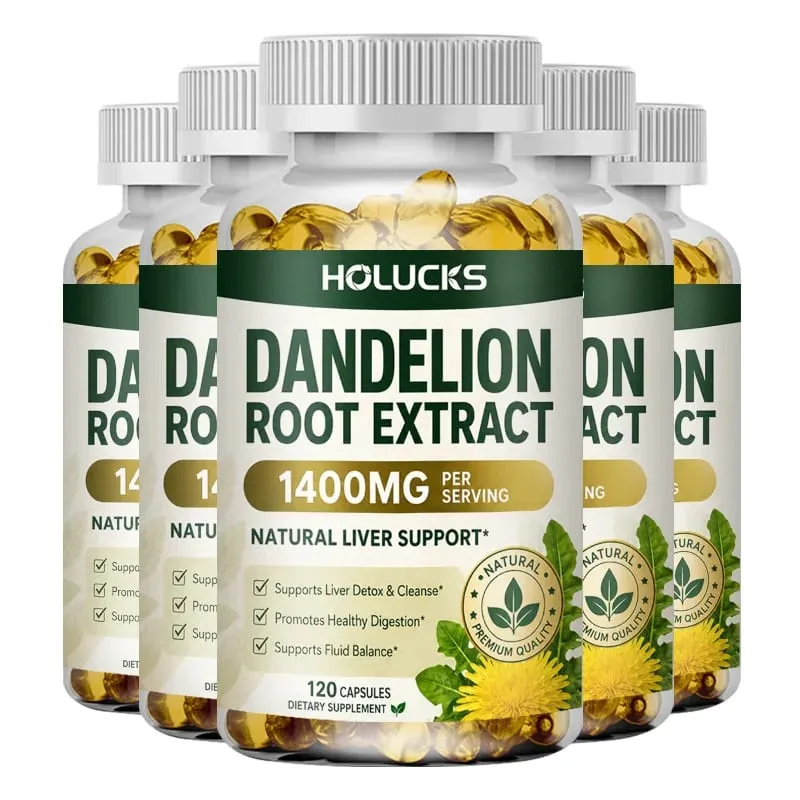 Extrato natural de raiz de dente de leão, cápsulas de 1400 mg, suporte para desintoxicação do fígado, ajuda a limpar o equilíbrio do fluido digestivo e a vitalidade diária leve