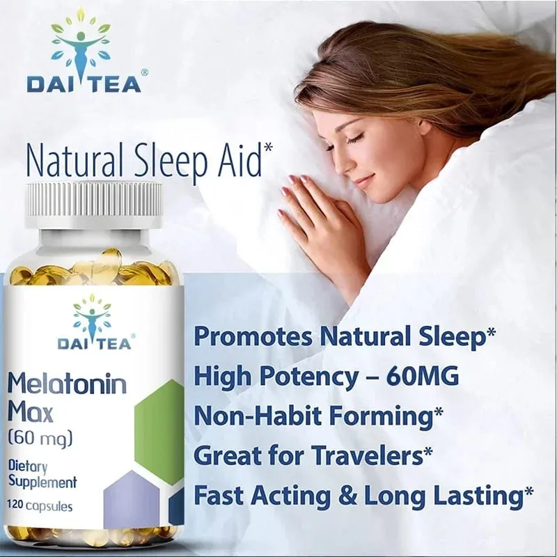 Melatonin MAX（60 毫克）快速溶解膠囊 - 更快入睡，促進深度睡眠和休息，易於服用，增強免疫健康