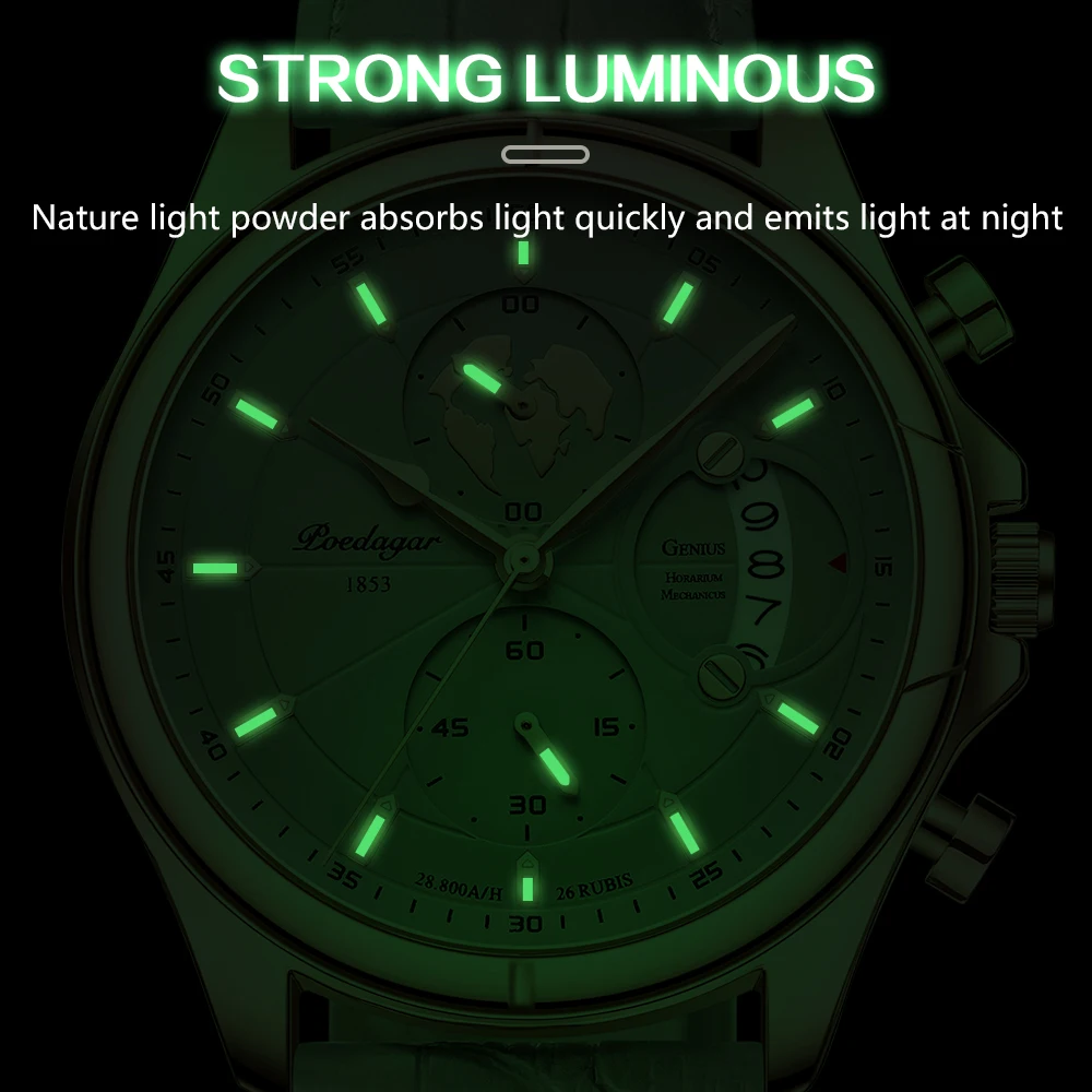 Luxury Original Man Watch Chronograph Date Waterproof Men Wristwatch Leather Quartz Business Sports Men's Watches Reloj