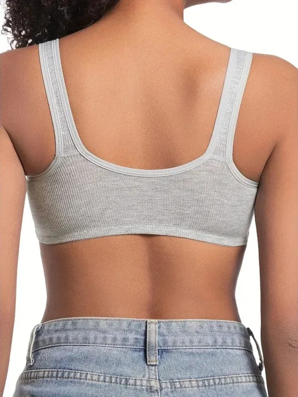 Sutiã feminino sem fio, fechamento frontal, cor sólida, cobertura completa, copos fixos, sem costura, tamanho grande, roupa íntima confortável — image 1