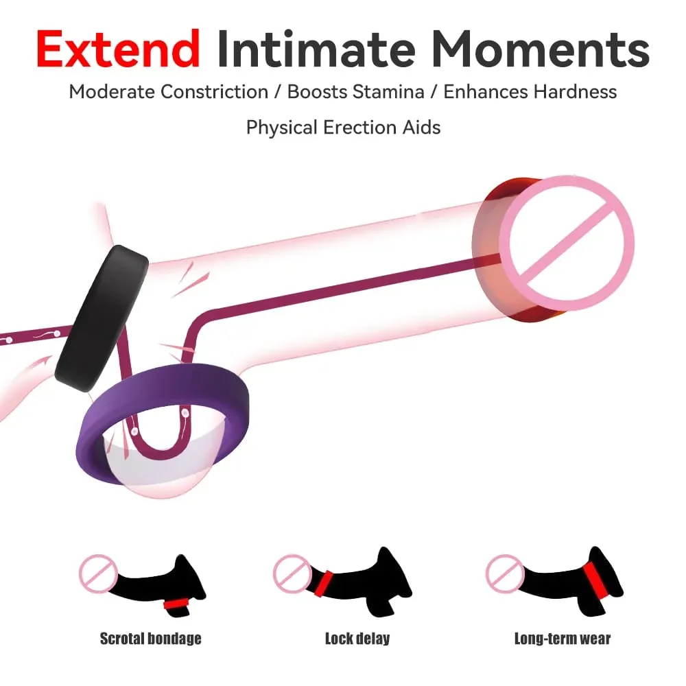 Silicone Penis Ring Cock Ring Erection Ring Delay Ejaculation Fixed Stamina Enhancer Sex Toys Adult Male Couples Long Lasting — image 2