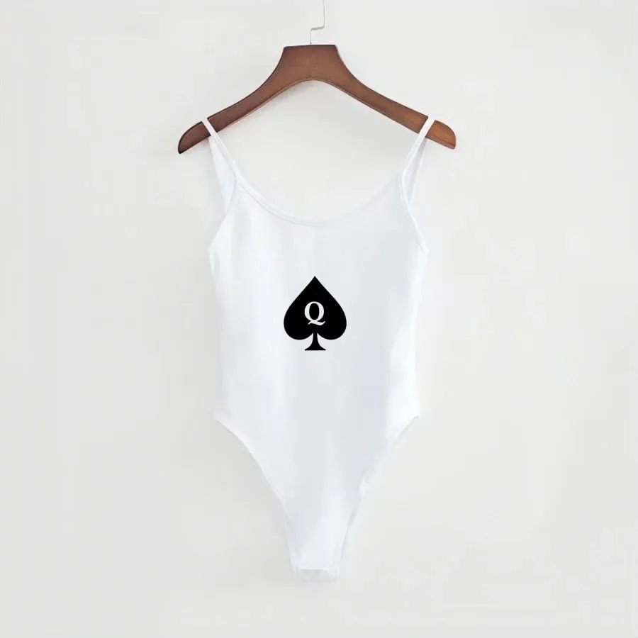 Rainha de Espadas Sexy Sem Costas em Forma de U Camisola Top Macacão Triângulo Apertado de Cor Sólida