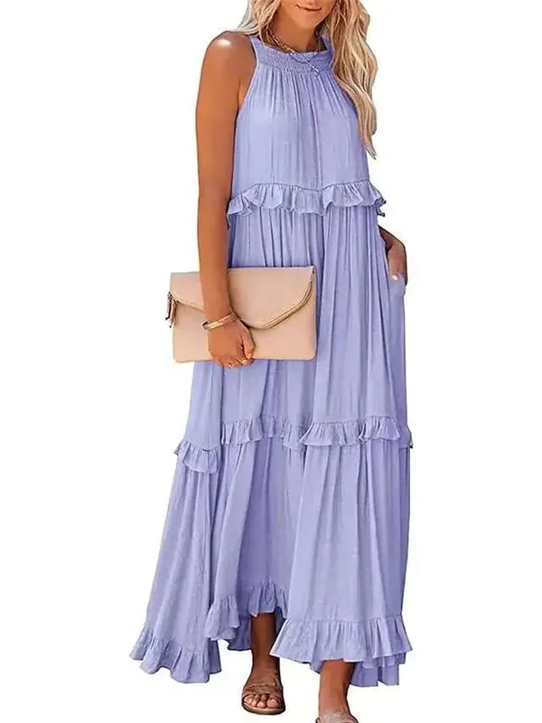 Vestidos com borda de folha de lótus para mulheres