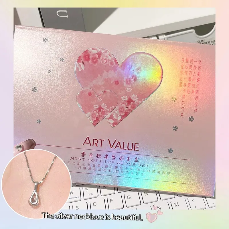 ART VALUE 唇彩套裝包含 5 支霧面液體唇膏和 1 支潤唇膏油滋養閃光唇彩,附項鍊禮物 — image 6