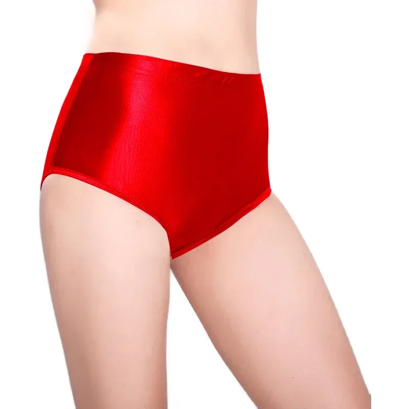Brilhante sem costura elastano shorts sedoso suave sexy calças sólidas calças de cintura alta motociclista correndo treino cuecas masculinas