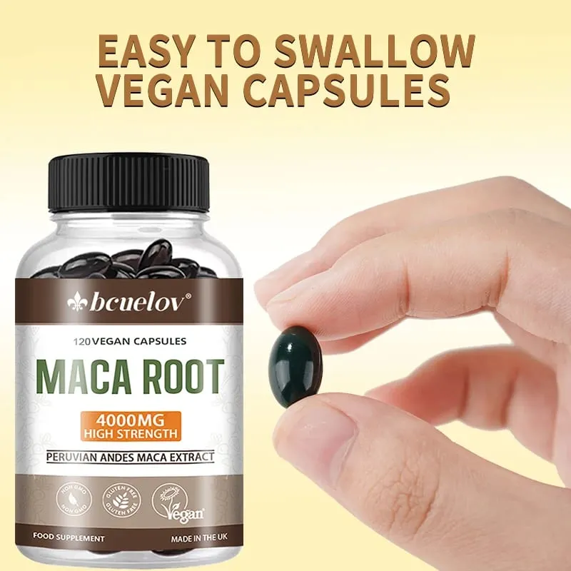 Raiz de Maca Orgânica 4000mg por porção Suplemento energético natural Maca peruana para homens e mulheres Não-OGM sem glúten