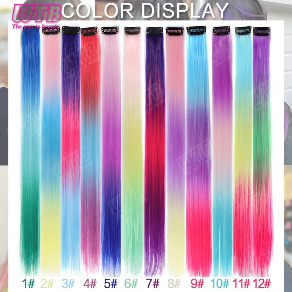 Extensões de cabelo sintéticas coloridas WTB BB Clip estilo extensões de cabelo de cor gradiente adequadas para uso diário feminino e feriados