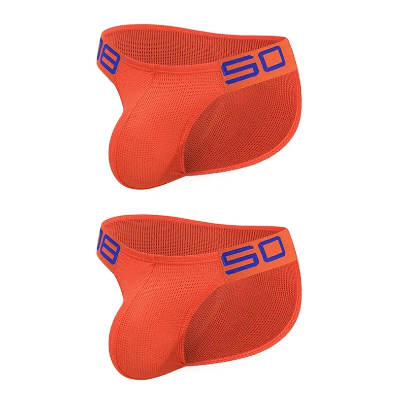 Cuecas masculinas de mistura de nylon, cuecas respiráveis ​​com letras de chifre em relevo, cintura elástica larga, cor fluorescente, roupa íntima sexy