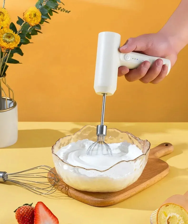 Batedor de ovos elétrico, batedor de comida, portátil, recarregável, 3 velocidades, batedor de ovos, massa, bolo, creme, misturador, ferramentas de cozinha