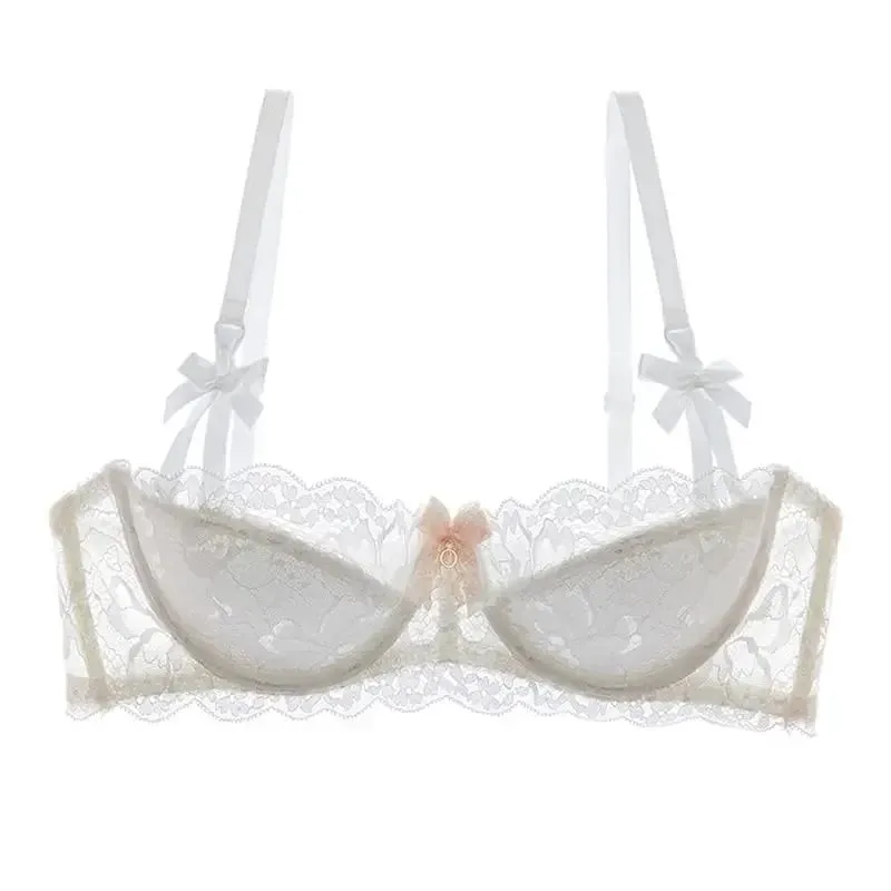 Rabbit Ear AB Cup Pure Desire Girl Bra Set | Pull-up Bra with Bow | Breathable French lace Bra | Anti-slip Cup Date Night