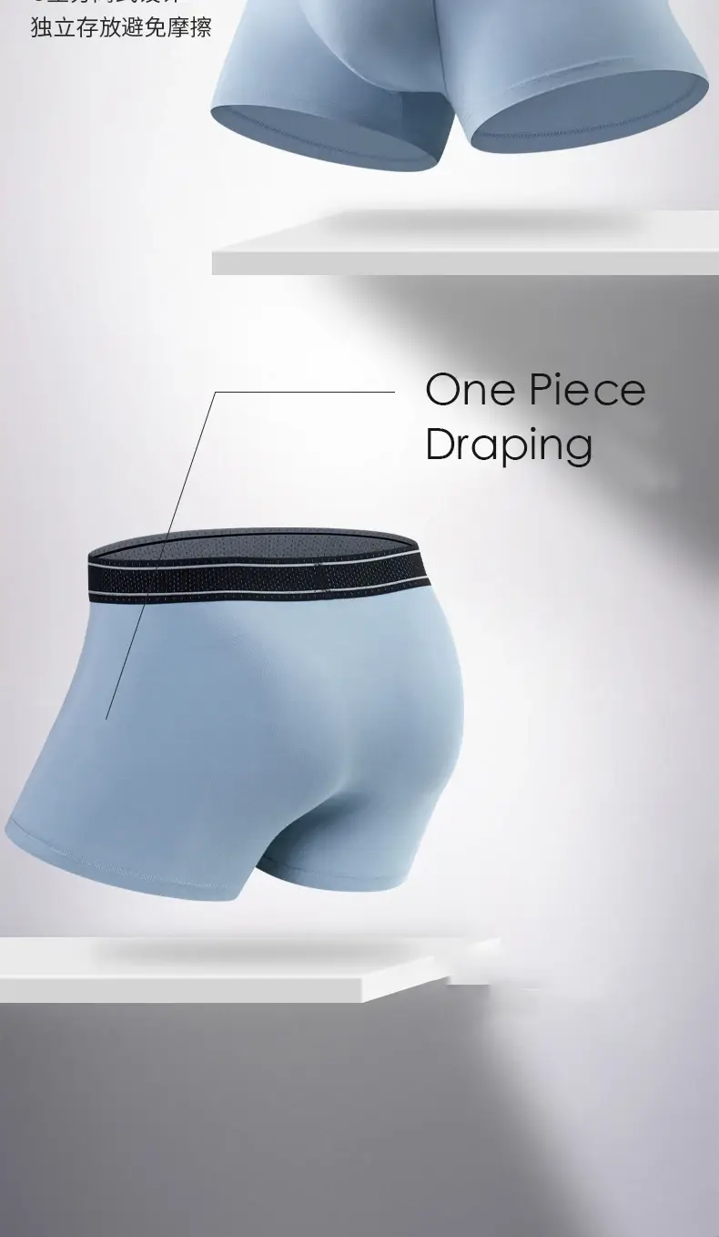 Mens Modal Boxer Shorts Seamless Seperation Bullet Pouch Soft Panties Large Size Breathable Underpants Comfortable Underwear