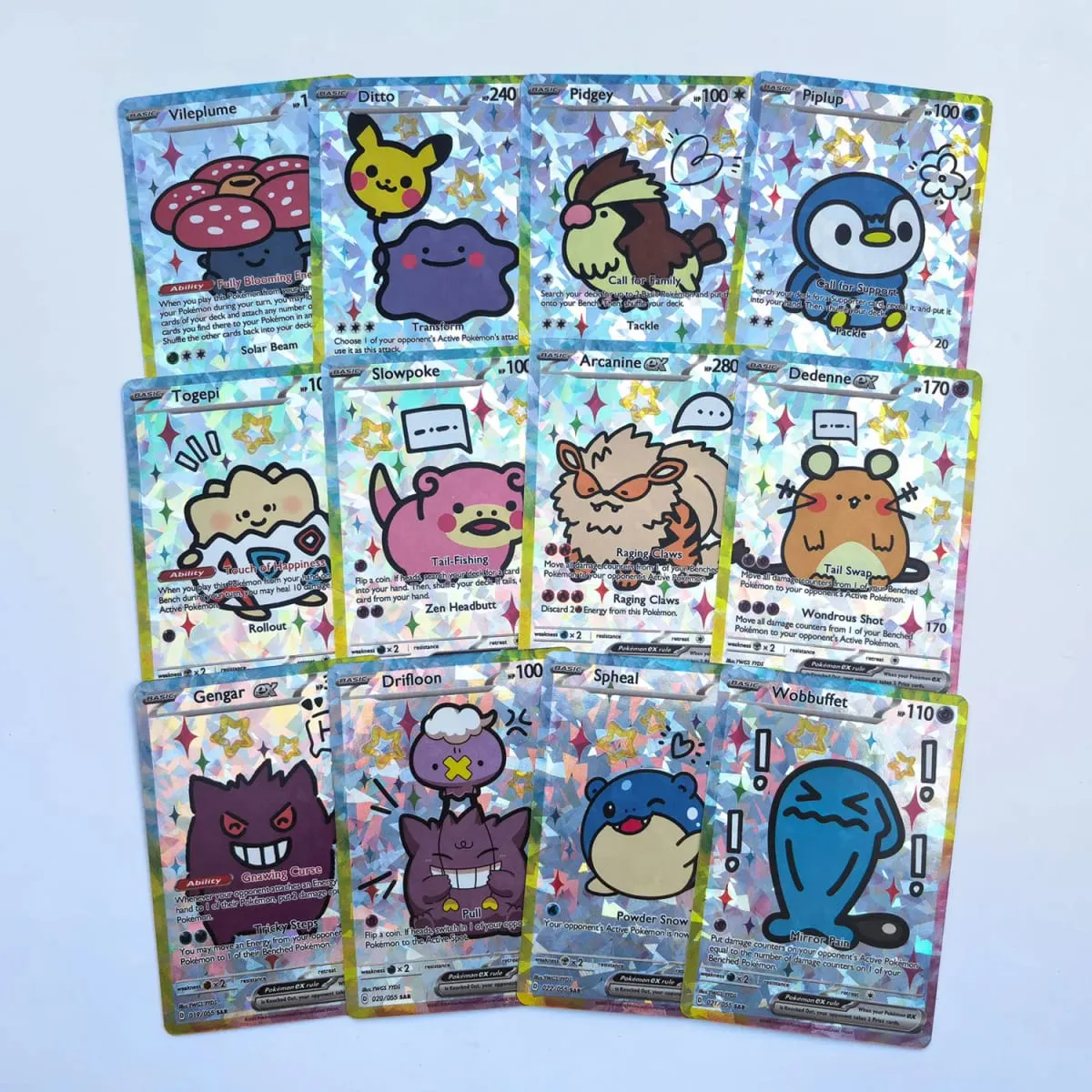 Brilhante 55pcs bonito cartão DIY Pokémon holográfico anime versão clássica coleção cartões gengar charizard