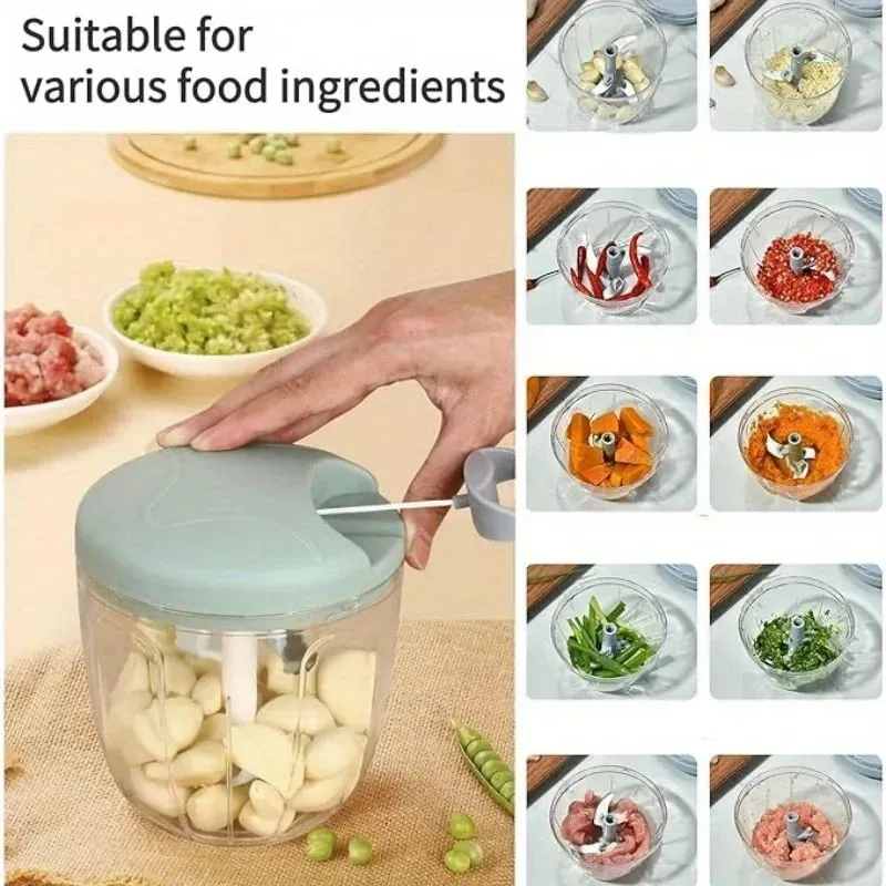 Cortador de mão picador de alho-corda de tração manual processador de alimentos picador de vegetais-para cebola gengibre frutas nozes máquina de lavar louça segura — image 5