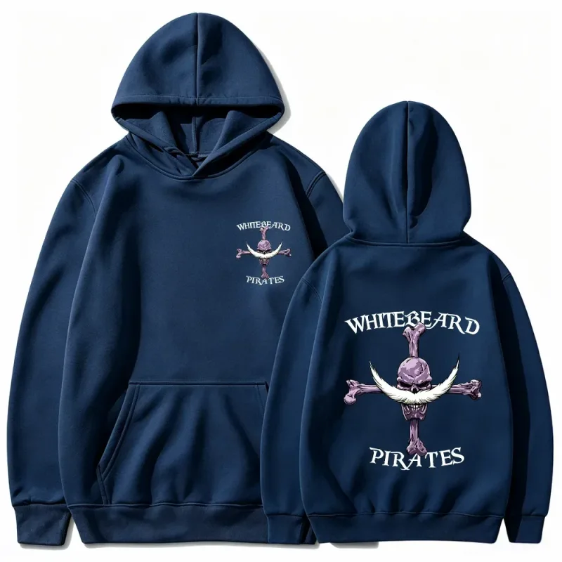 Moletom com capuz de piratas de barba branca de uma peça, moletom com estampa, barba branca Jolly Roger Anime gráfico streetwear top com capuz
